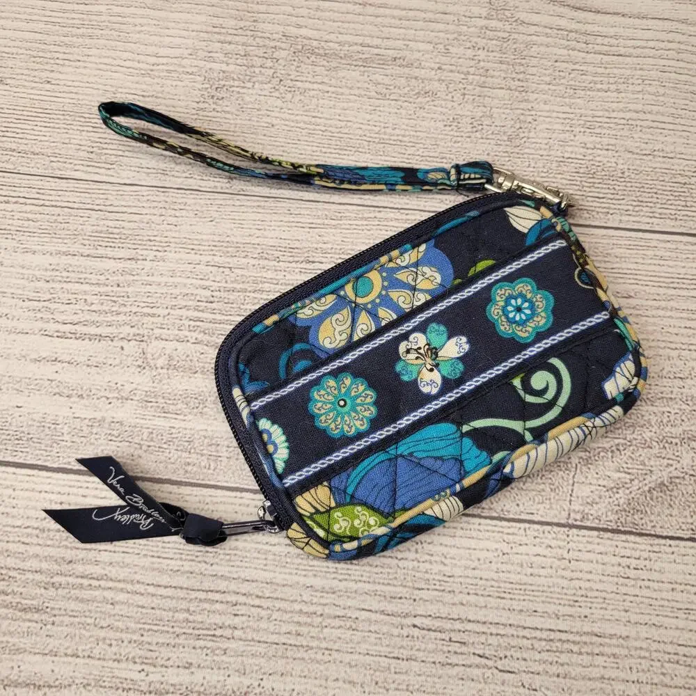Vera Bradley Mod Floral Blue Small Wristlet, EUC